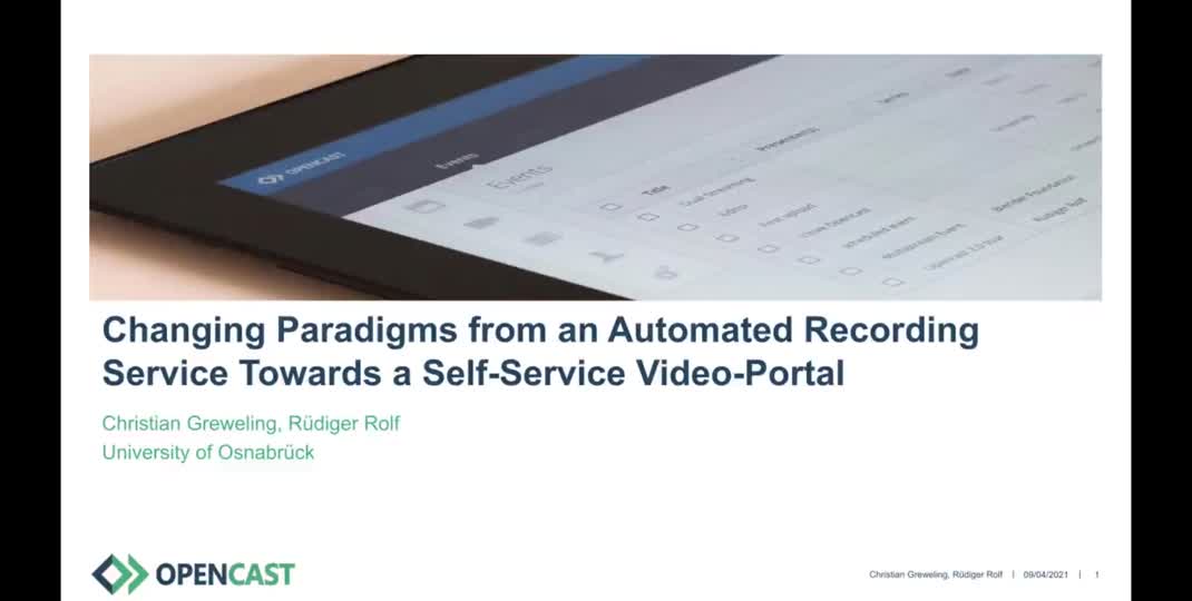 Thumbnail of Changing paradigms from an automated recording service towards a self-service video-portal
