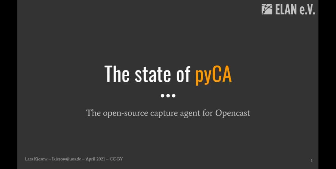 Thumbnail of pyCA – The current state of the Opencast capture agent