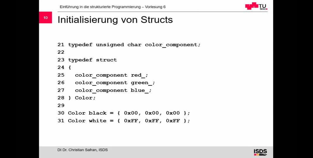 Thumbnail of Structs II – Initialisierung und Verwendung