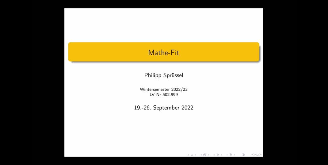 Thumbnail of #1 - Einführung zur Lehrveranstaltung; Mathematische Argumentation, Mengen