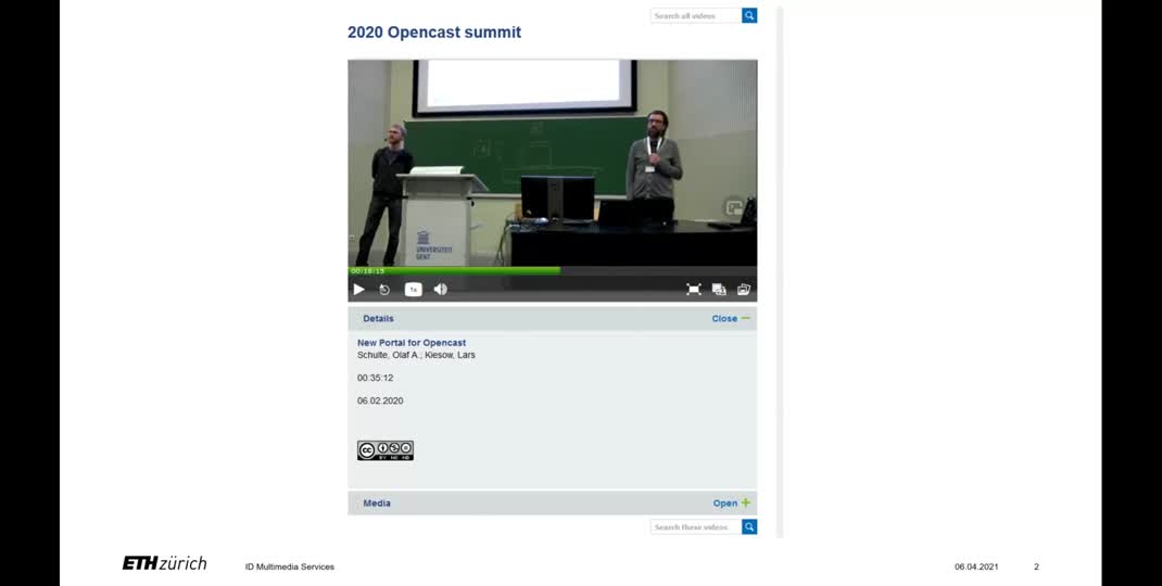 Thumbnail of Opencast video portal - update