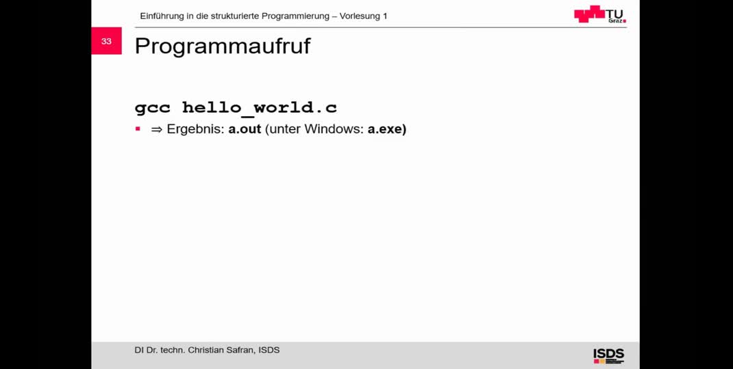 Thumbnail of Der Aufruf des Compilers und mögliche Optionen