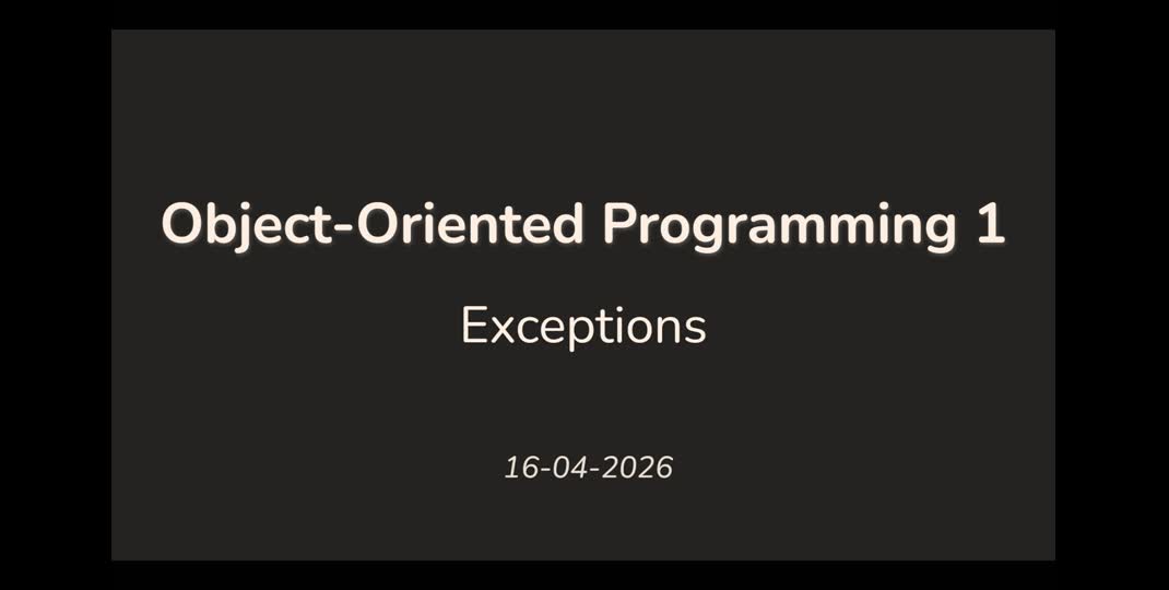 Thumbnail of OOP1 Lecture 05 - Exceptions