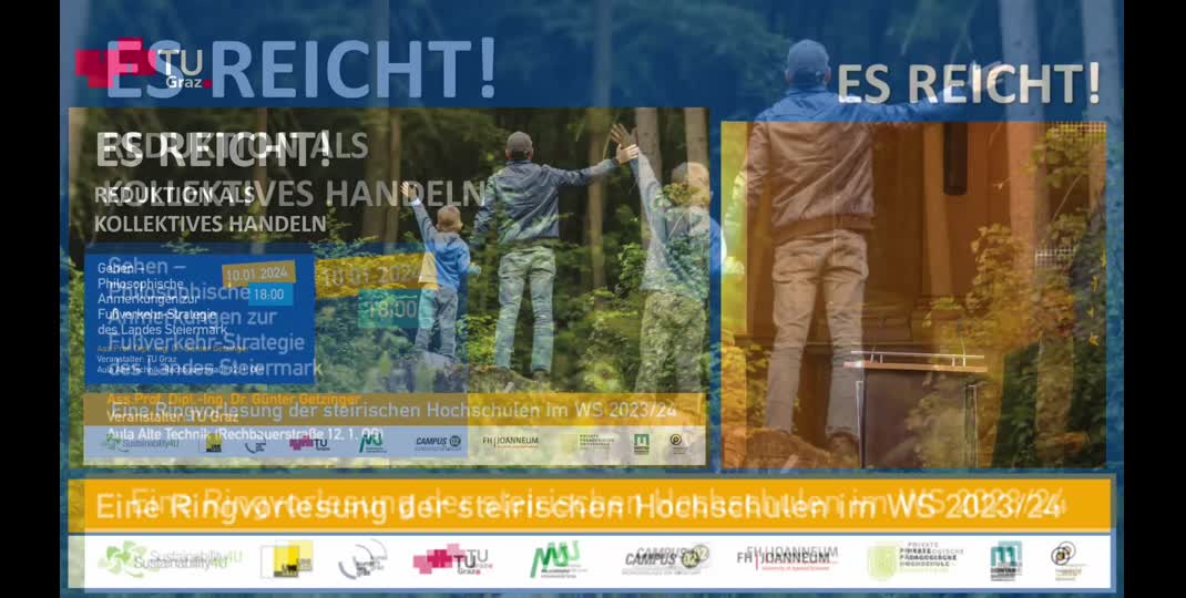 Thumbnail of [Ringvorlesung ES REICHT – Reduktion als kollektives Handeln] "Gehen - Philosophische Anmerkungen zur Fußverkehr-Strategie des Landes Steiermark"