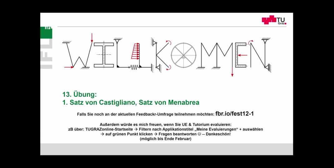 Thumbnail of 13. Übung Festigkeitslehre: 1. Satz von Castigliano, Satz von Menabrea