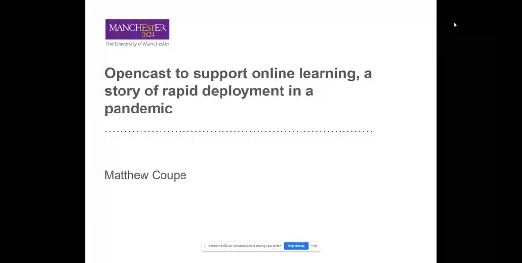 Thumbnail of Opencast to support online learning, a story of rapid deployment in a pandemic