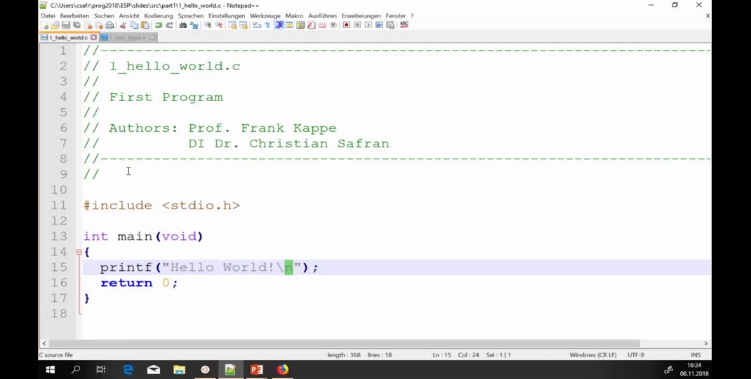 Thumbnail of Kompilieren und Ausführen eines Programms in Aktion