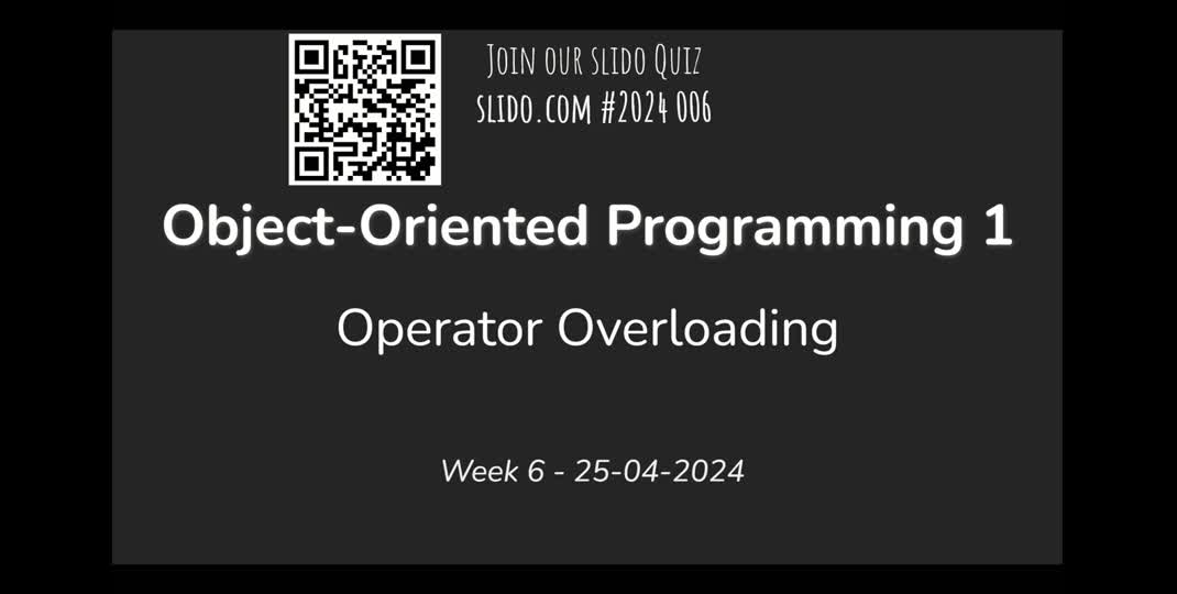 Thumbnail of OOP1 Lecture 6 - Operator Overloading